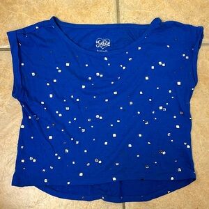 Justice Blue Top with Mirror Sequins